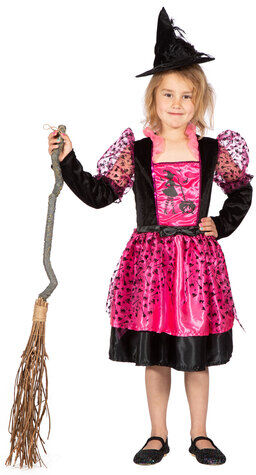 Hexenkostüm für Kinder, schwarz/pink