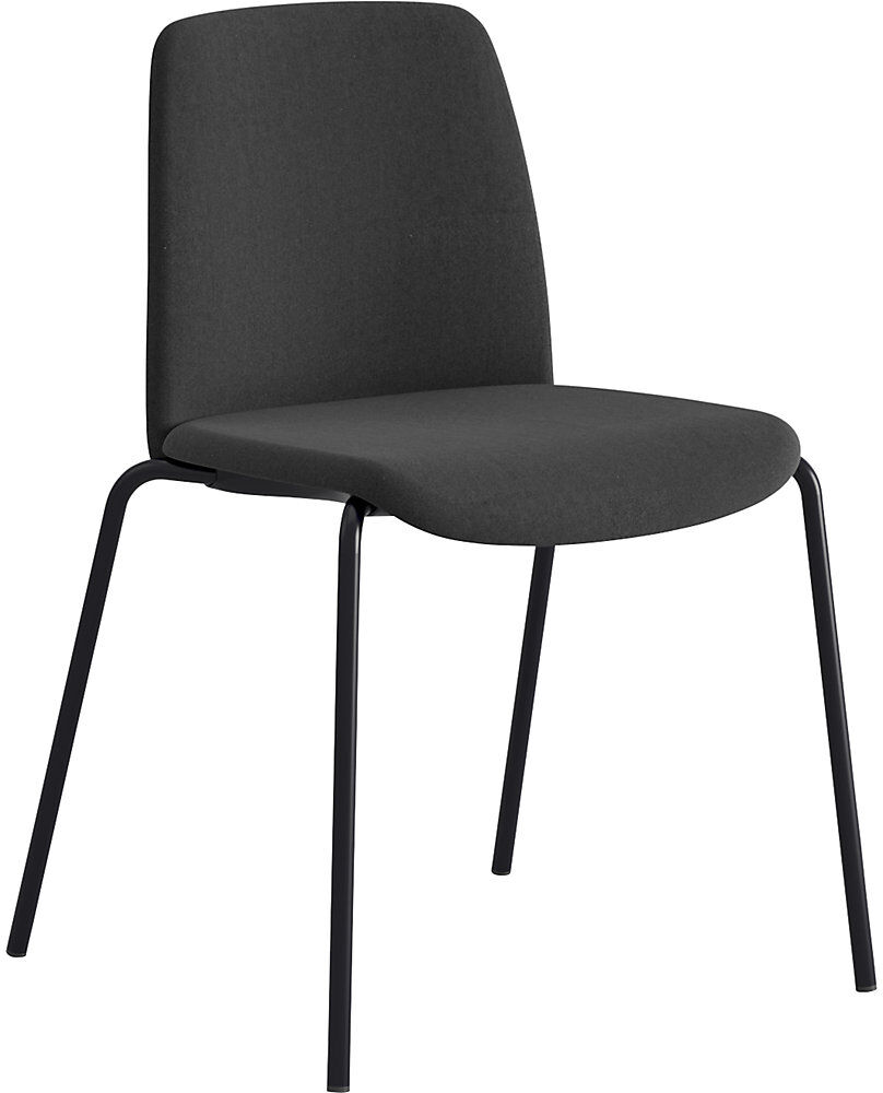 kaiserkraft Stuhl Helmer, Sitz/Lehne gepolstert, VE 4 Stk, Sitz schwarz, Gestell schwarz