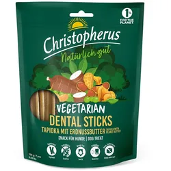 Christopherus 250g Vegetarian Dental Stick-Tapioka+Erdnussbutter Hundesnack Tapioka & Erdnussbutter