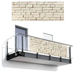 BALKON-SICHTSCHUTZ Ziegel - Wand - Licht - Weiß Balkon Deko 300x110 cm