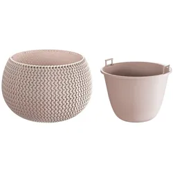 Prosperplast - Runde Pflanztöpfe mit Reservoir Splofy Bowl aus Kunststoff in Mocca, 23,9 x 23,9 x 16,1 cm