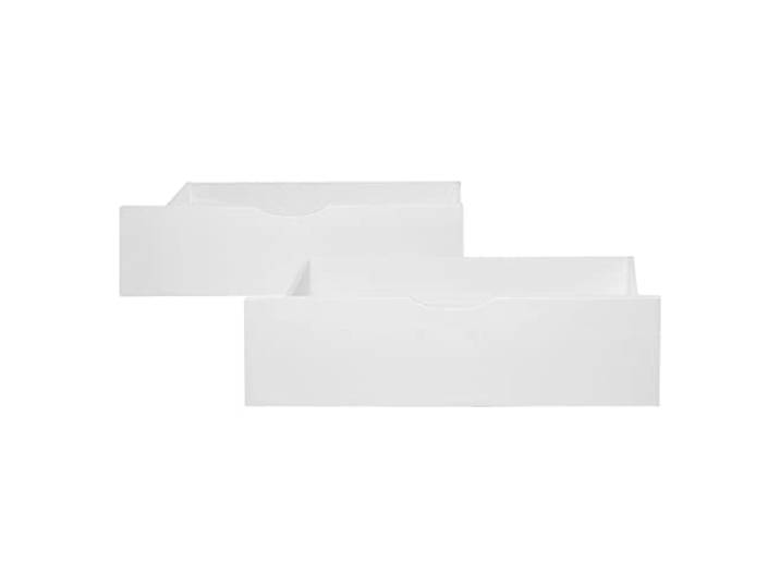 Homestyle4u 2er Set Bettkasten mit Rollen, Bettschublade Weiß aus Holz Stabile Unterbettkommode aus Kiefer, 82x53x22 cm, Schublade für Futonbetten, Bettwäsche & Kleidung