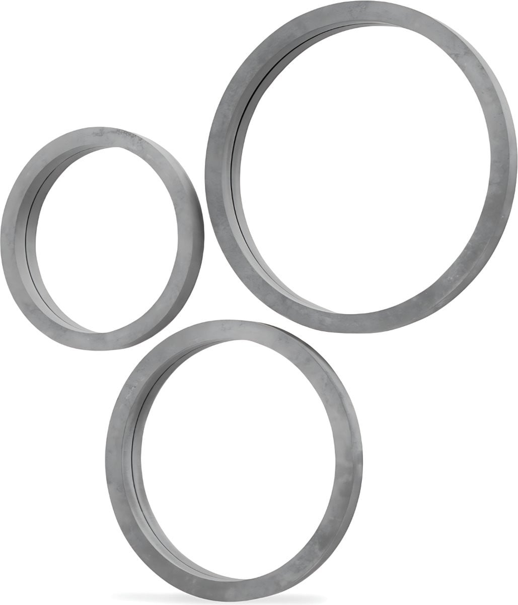 Dulaire Wandspiegel Grijs Betonlook Rond Set van 3