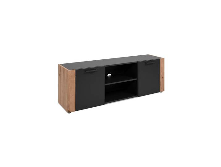 Mid.you Tv-Element, Anthrazit, Eiche Artisan, Kunststoff, z2 Fächer, 138x47.5x34.5 cm, Wohnzimmer, TV Möbel, Lowboards