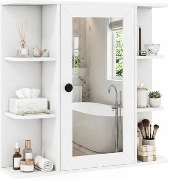 Costway Wall Mounted Bathroom Medicine Cabinet with Mirror and Shelves-White