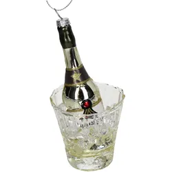 Christbaumschmuck Glas 14cm Champagnerflasche Kugeln Weihnachtsbaum Anhänger Weihnachten Christbaumanhänger Weihnachtsbaumschmuck Silber Transparent