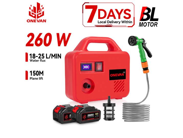 Pompe à eau électrique portative ONEVAN 150M, arroseur sans fil pour pelouse, pulvérisateur, outil d'irrigation de jardin, compatible avec batterie Makita 18V.