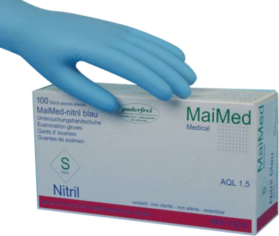MaiMed GmbH MAIMED Nitril Unt.Handsch.unster.pf Gr.S blau 100 St 02074379
