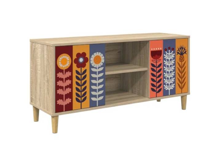 GKHPYURE TV-Schrank Essen, 102 x 33 x 50 cm, Sonoma, Holz Ingenieurholz, Farbe Sonoma, erhöhte Füße, dekorativ, Medienraum, Belastung 30 kg