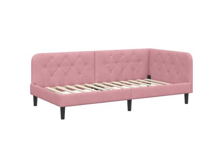 PUGYNBK Eckbettgestell in Rosa, 100 x 200 cm, Samt Wendbare Armlehne, Schlafsofa, platzsparend, moderner Stil
