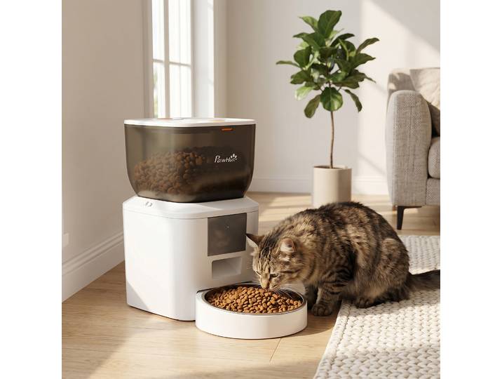 PawHut Distributeur Automatique 4L WiFi Chats Chiens 2 Bols