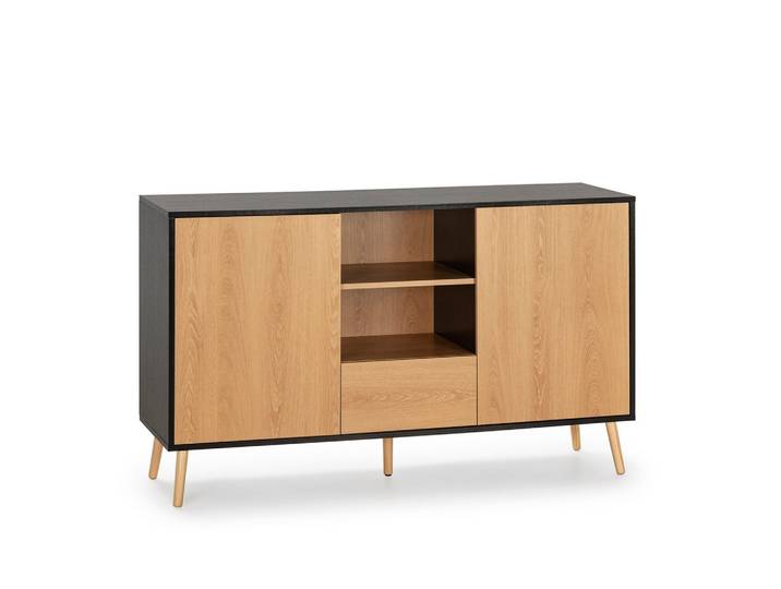 SIDEBOARD Apolo 2 Türen 1 Schublade, Schwarz/Holzfarbe
