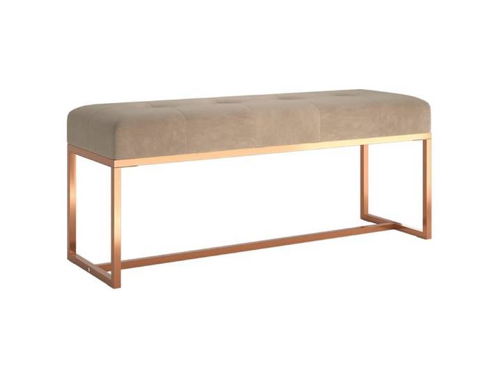 Beige Banc coffre - Banc Beige 110x36x45 cm Velours m3190