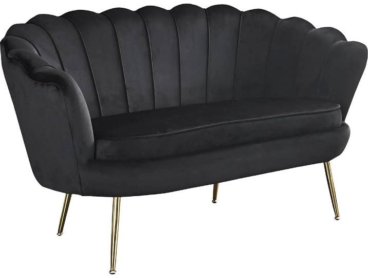 2-Sitzer SALESFEVER Clam Komfort-Duo-Sitz , schwarz, B:136cm H:78cm T:76cm, Samtvelours (100% Polyester), Sofas, Muscheldesign-Breite 136 cm: Pure Extravaganz