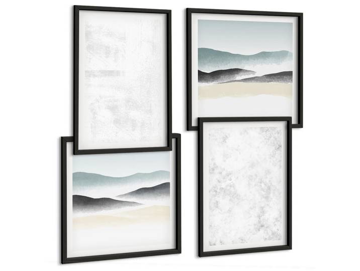 Tulup Bilder SET 4er Set - 50x50 cm & 40x60 cm Schwarzer Rahmen - Weiße Flecken auf Leinwandhintergrund, Kunststoff, Rechteckig, 50x50 cm, gerahmt, Bilder & Rahmen, Bilder