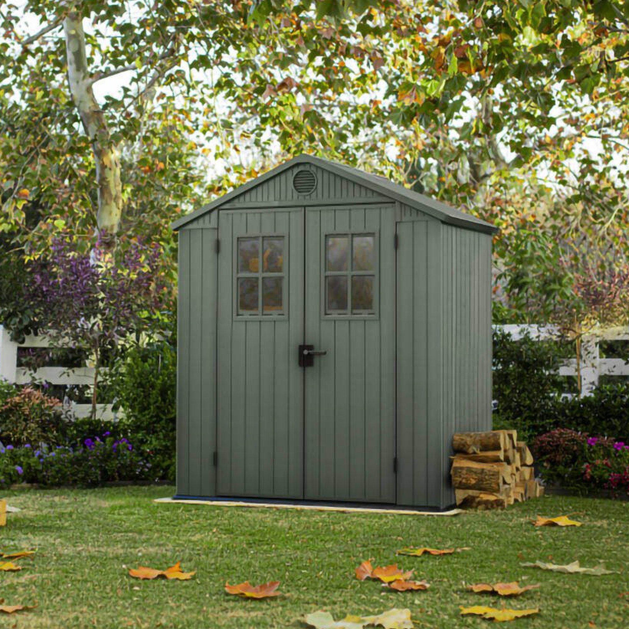 Dmora Gartenhaus Osoyoos 190x122x221h cm Grün, Wetterfest mit Fenstern