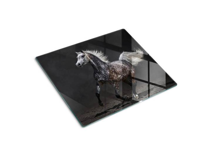 Tulup Glasplatte 60x52 cm Arabisches Pferd, Schwarz, Glas, 60x52 cm, Küchenzubehör, Schneidebretter