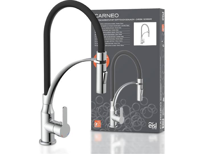 EISL Robinet de cuisine avec bec Soft-Touch CARNEO chrome-noir