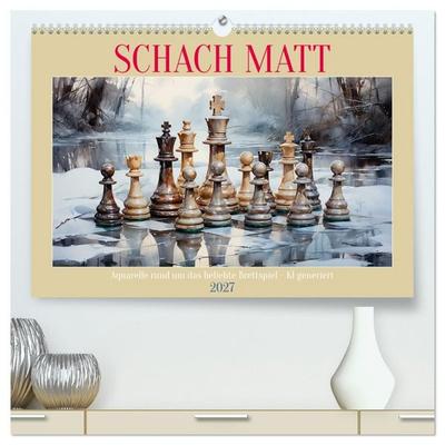 Schach Matt (hochwertiger Premium Wandkalender 2027 DIN A2 quer), Kunstdruck in Hochglanz
