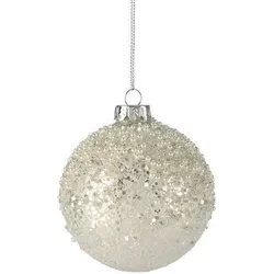 Seoul Weihnachtskugel 8cm Glas Weiß