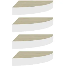 vidaXL Eck-Schweberegale 4 Stk. Eichen-Optik und Weiß 35x35x3,8 cm MDF