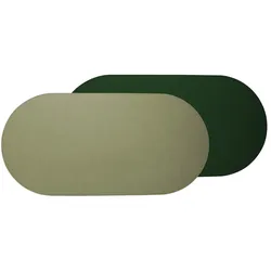 Stil Casa, Satz von 12 zweifarbigen Tischläufern, genähtes laminiertes Polyurethan, 78xh. 38 cm, Dollar-Finish schlamm (senf)/grün.