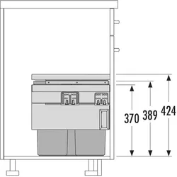 Hailo Einbau-Abfallsammler 3f 1x18l + 2x13l basaltgrau, 1x Deckel für 13l, Abfalleimer, Grau