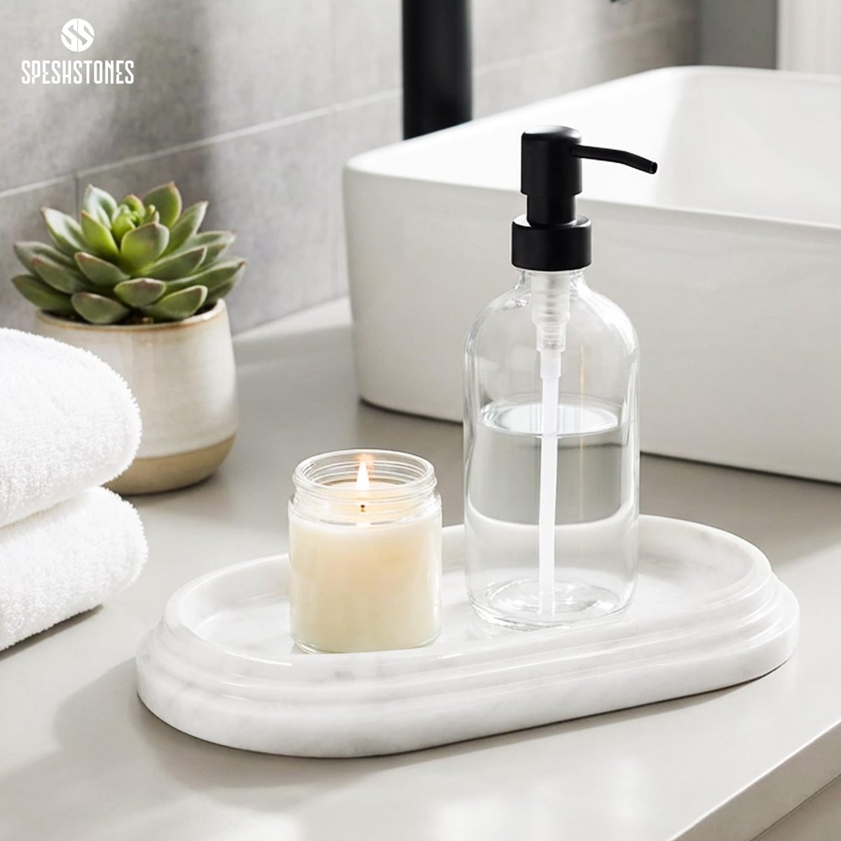 Omgoods Handgemaakte Witte Marmer Vanity Lade voor Badkamerdecoratie
