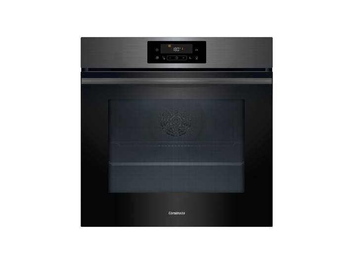 CONSTRUCTA Pyrolyse Backofen CF3M28083 , Energieeffizienz: A+, grau, B:59,4cm H:59,5cm T:54,8cm, Backöfen, Trendiges Black Steel Glasdesign und Air Fry Heizart inklusive, Pyrolyse Backofen