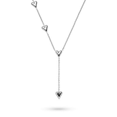 Y-Kette TAMARIS "Schmuck Geschenk Edelstahl Halskette Edgy Heart, Herz", silber (edelstahlfarben), Halsketten, Damen, Edelstahl, L: 50 B: 2mm, B:2mm