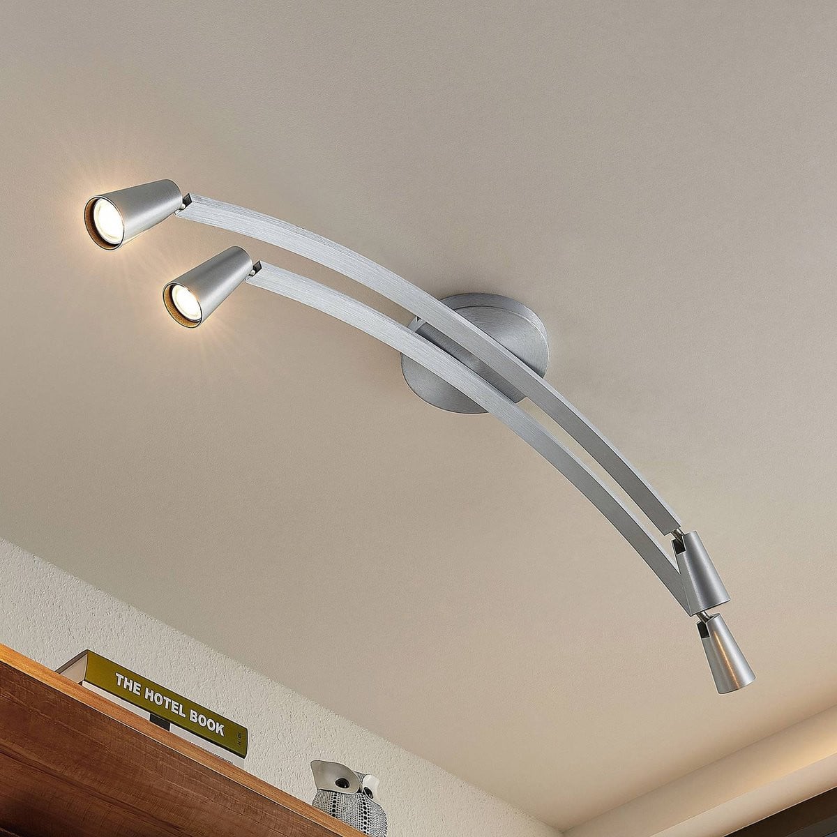 Lucande Modern Plafondlamp 4-lichts Geborsteld Aluminium en Kunststof