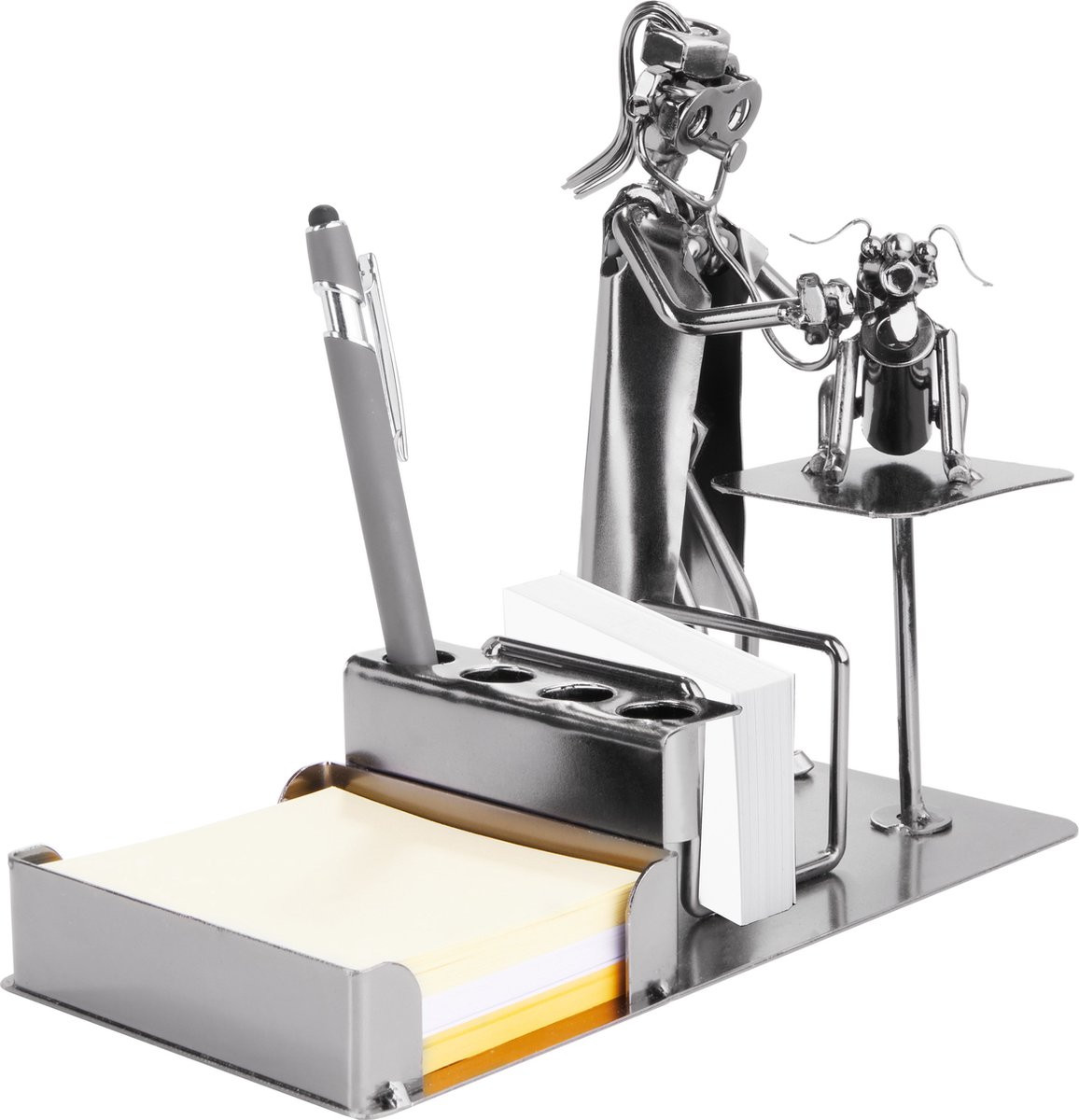 Brubaker Metalen Dierenarts Figuur met Penhouder en Visitekaartjeshouder