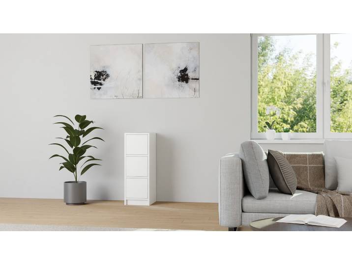 Schmales Regal mit Schubladen MDF Beschichtet MDF Weiß matt