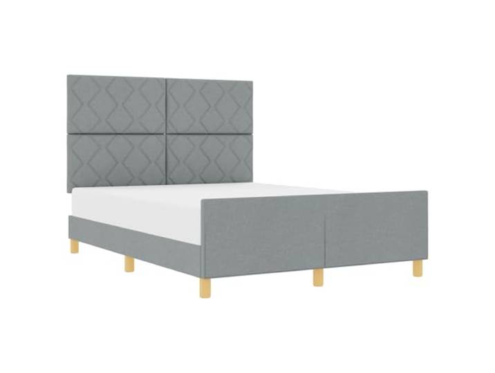 KTHLBRH Bettgestell hellgrau 140 x 200 cm aus Stoff Minimalistisches Design, Stoffbezug, Schaumstoffpolsterung, Holzrahmen, Kopfteil und Fußteil