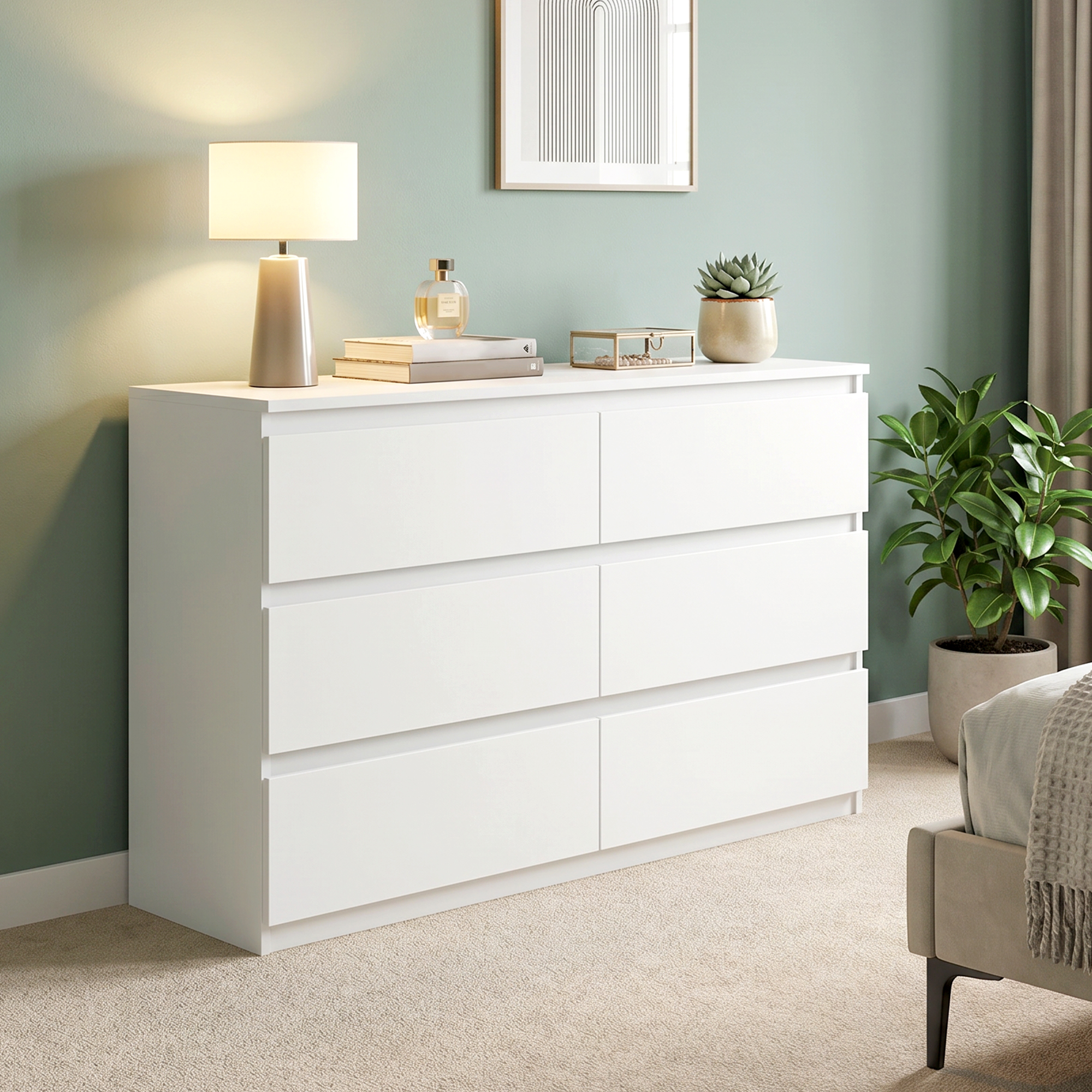 Homcom Cassettiera con 3 Cassetti, Mobile Moderno per la Camera da Letto, 112x34x75 cm, Bianco   Aosom Italy