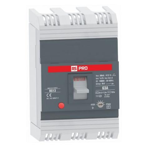 RS PRO RS RS13, Schutzschalter 3-polig, 63A / Absc (683429)