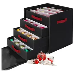 Relaxdays Weihnachtskugel Aufbewahrungsbox Rot,Schwarz