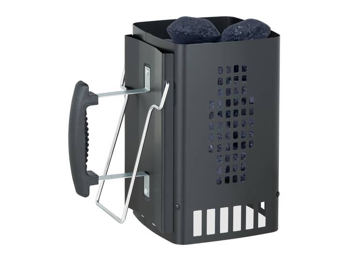 Anzündkamin für den Grill Schwarz-Silber