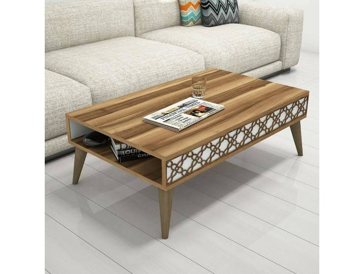 Paz - Table basse\, 105x60x37h cm Noyer brun\, Porte-revues