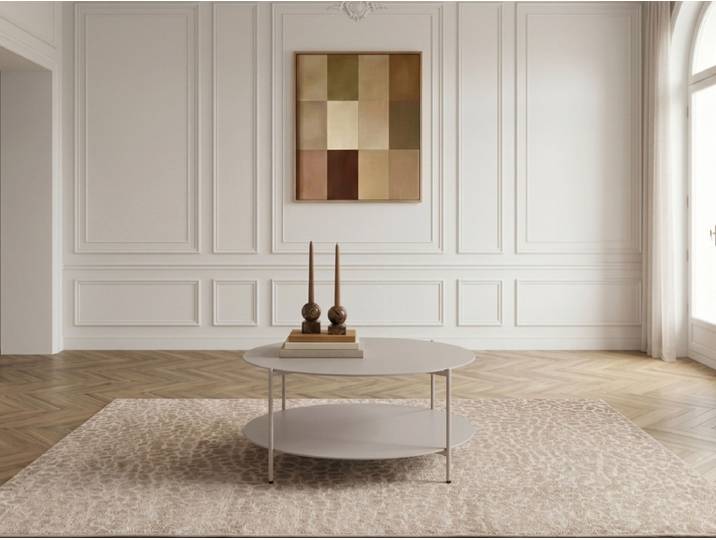 Table basse D.80 cm MELI métal et verre trempé