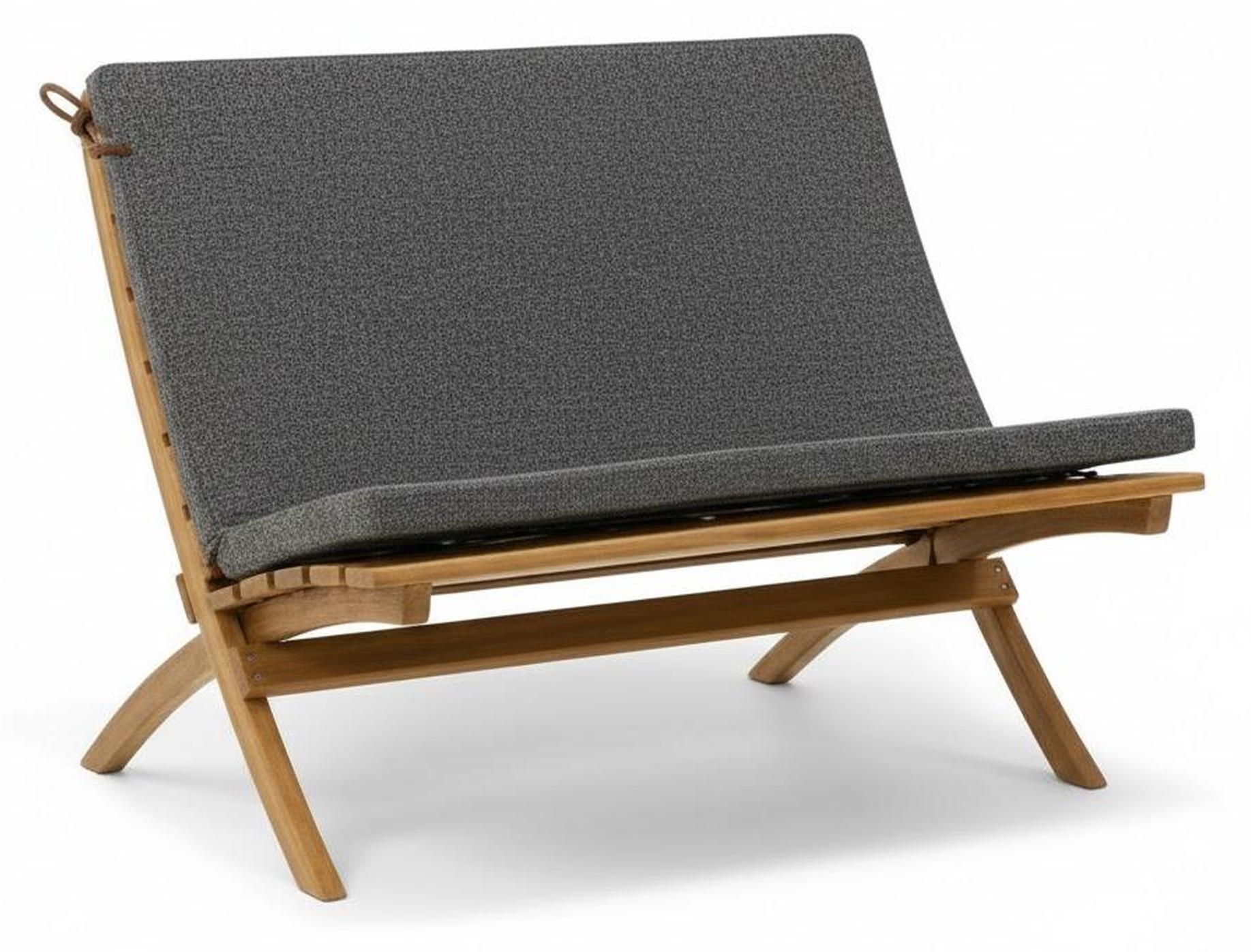 Garten-Zweisitzer-Sofa Moderner Stil Graue Farbe Holzrahmen Bequem