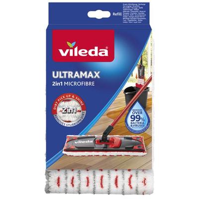 Wischbezug VILEDA "Vileda ULTRAMAX 2in1 Ersatzbezug", weiß (rot, weiß), B:15cm H:28mm T:2,5cm, gewirkt, Mikrofaser, Putztücher, Wischbezug, für alle Vileda ULTRAMAX Systeme