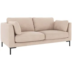 Sofa Corwin 2,5-Sitzer mit Bezug aus Stoff Rita, klassisch, hellbeige, Metallbeine