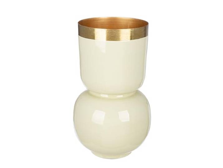 GILDE Vase Roro - Metall - Creme glänzend - Höhe 31cm x Ø 18cm - Blumenvase