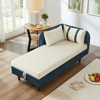 Velvet PU Storage Chaise Lounge Sofa