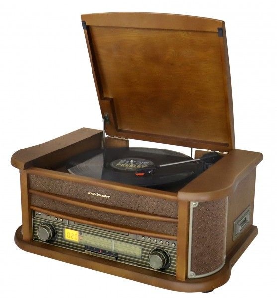Soundmaster NR560 Nostalgie Stereoanlage mit Plattenspieler (Holz)