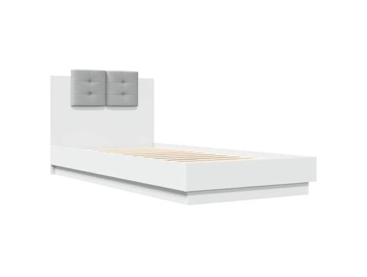 KTHLBRH Bettgestell, weiß, 80 x 200 cm, mit Kopfteil Technisches Holz, Lattenrost inklusive, Unterstützung 140 kg, Verwendung im Innenbereich