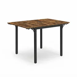Relaxdays Esstisch klappbar, 2-4 Personen, HBT 76x120x78 cm, platzsparender Klapptisch, Küche, MDF, Eisen, braun/schwarz