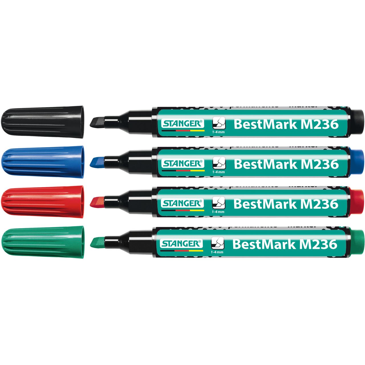 STANGER BestMark M236 Permanentmarker-Set farbsortiert 1,0 - 4,0 mm, 4 St.