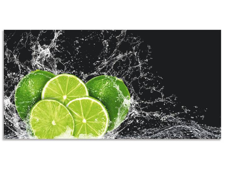 Küchenrückwand ARTLAND Limone mit Spritzwasser , grün, B:100cm H:50cm, Aluminium, Spritzschutzwände, Alu Spritzschutz mit Klebeband, einfache Montage